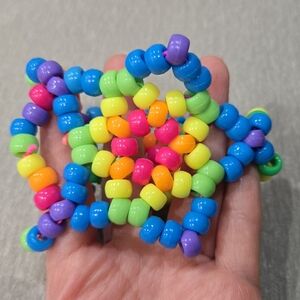 Handmade Rainbow Kandi Star Cuff Bracelet